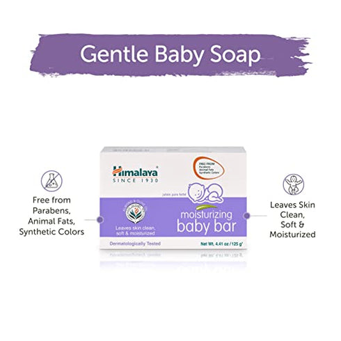 Himalaya Moisturizing Baby Bar, Mild and Moisturizing Bar Soap for Baby, 4.41 oz, 3 Pack